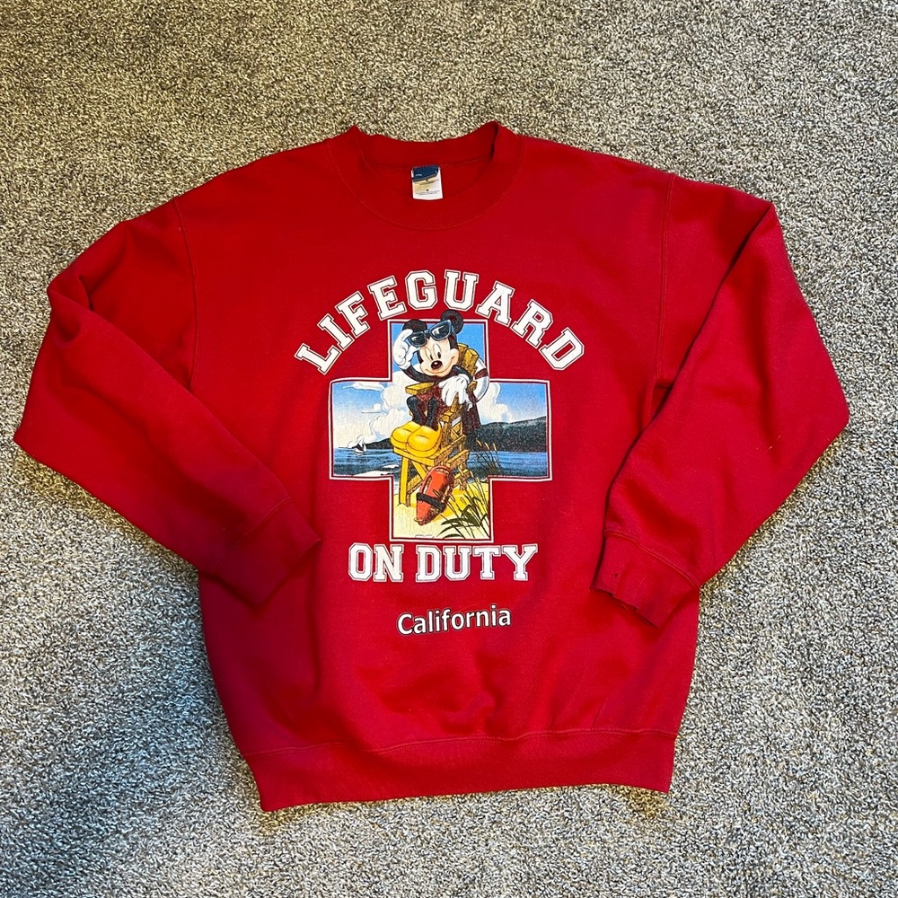 Disney Red Lifeguard Crewneck Sweater